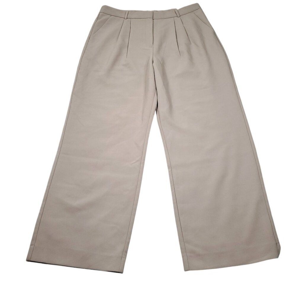 Abercrombie Ultra High Rise Wide Leg Pleated Front Pants Beige Tan Size 16 33